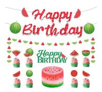 Ensemble de décoration hawaïenne de 12 pièces, Décoration de gâteau pastèque, décoration de gâteau d'été, fête tropicale hawaïenne, décoration de gâteau, cupcake