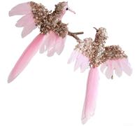 Ensemble de décoration pour sapin de Noël comprenant des plumes artificielles en forme de colibri avec mousse légère pour un charmant affichage de vacances (poudre)