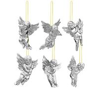 Ensemble de décorations d'ange - Décorations d'anges à l'arbre de Noël, décorations de Noël, beau design d'ange, argenté/doré