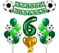 Ensemble de décorations d'anniversaire de 6e anniversaire - Décoration de ballons de football - Toile de fond pour photos - Pour garçons et filles - 6 ans - Fournitures de fête - Bannière de lettres