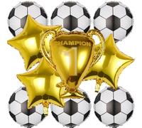 Ensemble De Décorations De Ballons Sur Le Thème Du Football 10 Pièces | Ballon Football De 18 Pouces Ballons En Feuille Étoilés Dorés Et Ballon Trophée Doré Fêtes D’anniversaire Hommes Et Garçons