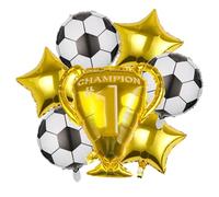 Ensemble De Décorations De Ballons Sur Le Thème Du Football 7 Pièces | Ballon Football De 18 Pouces Ballons En Feuille Étoilés Dorés Et Ballon Trophée Doré Fêtes D’anniversaire Hommes Et Garçons