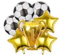 Ensemble De Décorations De Ballons Sur Le Thème Du Football 7 Pièces | Ballon Football De 18 Pouces Ballons En Feuille Étoilés Dorés Et Ballon Trophée Doré Fêtes D’anniversaire Hommes Et Garçons