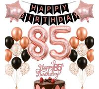 Ensemble de décorations de fête d'anniversaire pour 85e anniversaire - Bannière « Happy Birthday » - Toile de fond pour femme et homme - Adultes ayant 85 ans - Fournitures de fête d'anniversaire