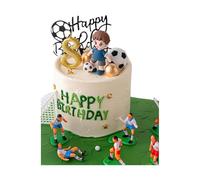 Ensemble de décorations de gâteau de garçon de football créatif pour les fêtes d ' anniversaire avec des matériaux en plastique de qualité alimentaire sûrs et un thème de football couleurs vives