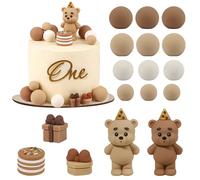 Ensemble de décorations de gâteau en forme d'ours mignon, avec mini boîte cadeau à ballons, pour la fête du 1er anniversaire de bébé, fournitures de décoration de gâteau, 1 pièce Vert armée