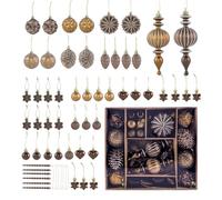 Ensemble de décorations de Noël - 53 boules de Noël incassables en cuivre, marron et or, idéales pour la décoration intérieure et extérieure, la maison, les fêtes, l'hiver, l'automne, la récolte, le m