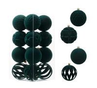 Ensemble de décorations de Noël Doux Toucher, 16 pièces, 8 cm, décoration d ' Affichage à Texture Mixte avec Capuchons prêts pour Le de Couronne d ' Arbre, Boules de Finition Textile, Texture de