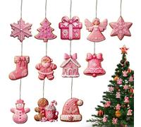 Ensemble de décorations de Noël en pain d'épices - Ornements de Noël rustiques à suspendre, décoration festive 2D pour fête, réunion, festival, activités, maison, intérieur et extérieur