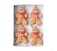 Ensemble de décorations de Noël en résine comprenant un bonhomme à biscuits, une sucette et des pendentifs d'arbre pour décoration festive de la maison (Cookie Man)