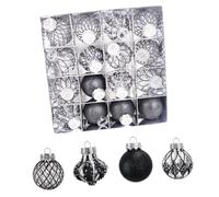 Ensemble de décorations de Noël pour sapin de Noël, 16 pièces, 4 formes de décorations de vacances avec capuchons argentés, cordes et plateau de rangement, assortiment de décorations de Noël, de sapin