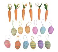 Ensemble de décorations de Pâques à suspendre avec 18 pièces en mousse, comprend des pendentifs œufs et carottes avec corde pour présentation