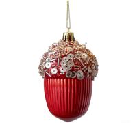 Ensemble de décorations de sapin de Noël rouge perle pour style champagne avec des ornements en plastique en forme d'ours, de noix et de boule pour de joyeuses fêtes de Noël (style A)