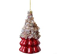 Ensemble de décorations de sapin de Noël rouge perle pour style champagne avec des ornements en plastique en forme d'ours, de noix et de boule pour de joyeuses fêtes de Noël (style C)