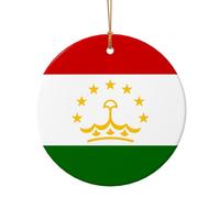 Ensemble de décorations de vacances en céramique avec drapeau du Tadjikistan - Décoration de Noël personnalisée - Pendentif à suspendre - 7,3 cm