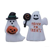 Ensemble de décorations d'Halloween en résine avec motifs ludiques de citrouille et de bonbons peints à la main, figurines non effrayantes, finition mate, taille compacte, base stable pour