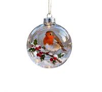Ensemble de décorations en cristal d'oiseaux sauvages 2025, collection de décorations cardinales pour sapin de Noël, boules de Noël en plastique transparent pour décoration de chambre (style D)