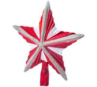 Ensemble de décorations en forme d'étoile pour sommet de sapin de Noël avec pommes de pin, boules peintes et cerf pour décoration saisonnière de vacances avec design en matériau plastique (A)