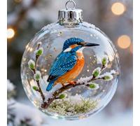 Ensemble de décorations en verre en cristal d'oiseaux de la nature pour sapin de Noël, cadeaux commémoratifs pour sapin de Noël, décoration de chambre, décoration de Noël oiseaux de la nature (B)