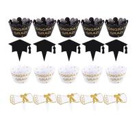 Ensemble De Décorations Pour Gâteaux De Remise De Diplôme Avec 24 Décorations Et 24 Caissettes À Cupcakes - Conception En Papier Écologique