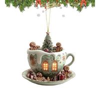 Ensemble de décorations pour sapin de Noël - Pendentif tasse à café en acrylique, décoration de maison enneigée pour chambre à coucher, bibliothèque, lieu de travail, intérieur de voiture, accessoire