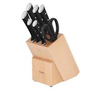 Tefal Ice Force Ensemble 8 pièces Bloc couteaux de cuisine + 6 couteaux + Ciseaux, Lame acier inoxydable allemand, Garantie 10 ans, Coupe et tranchant haute performance K232S714