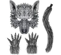 Ensemble De Déguisement De Loup avec Masque, Queue, Accessoires pour Halloween, Cosplay du Grand Méchant Loup Soirées À Thème
