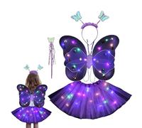 Ensemble de déguisement de princesse fée avec aile, comprend une jupe LED, des ailes de papillon et un bandeau pour fête