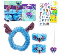 Ensemble de déguisement Stitch pour filles - Ensemble avec bandeau en peluche avec oreilles, bracelets en peluche, collier, autocollants, plus | Jeu de simulation Stitch pour enfants, garçons