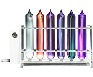 Ensemble De Démonstration De Luminescence De Gaz Rares, 6 Tubes À Luminescence De Gaz Inerte avec Base Dexcitation, He/ne/AR/kr/XE/n2, Pureté 99,999%, pour Collection, Exposition Et Enseignement