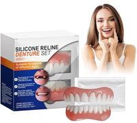 Ensemble de dentier en silicone léger, kit de reconstitution de prothèses dentaires souples, ensemble de fausses dents pour adultes, prothèses supérieures et inférieures, facettes à clipser pour