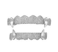 Ensemble de dents de vampires pour fêtes à thème, accessoires de jeu de rôle, crocs en cuivre robustes, couleur or et argent, ensemble de bijoux en cuivre, One Size, Comme décrit, Produit conforme à