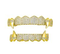 Ensemble de dents de vampires pour fêtes à thème, accessoires de jeu de rôle, crocs en cuivre robustes, couleur or, argent, bijoux de dents de vampires, accessoires en cuivre robuste, taille unique