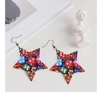 Ensemble de dés de jeux de boucles d'oreilles élégantes en cuir en forme d'étoile - Accessoires tendance et uniques pour un usage quotidien, taille unique