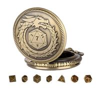 Ensemble de dés de montre de poche | Coque de montre de poche en métal avec dés polyédriques pour jeux de rôle | Accessoire de jeu de rôle élégant pour ND, table, collectionneurs et idées cadeaux