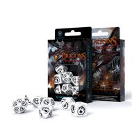 Ensemble De Dés Dragons RPG Blanc Et Noir Jeux De Rôle Q-WORKSHOP DND ROLL NEUF