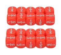 Ensemble de dés fractionnaires en plastique à 6 faces, 20 à 25 pièces, accessoires de jeu de table à facettes multiples pour la pratique des mathématiques des enfants, rouge