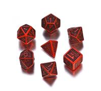 Ensemble De Dés Nain - 7 Pièces - Rouge Et Noir