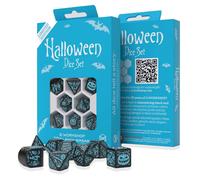 Ensemble De Dés Q-Workshop HALLOWEEN 20e Anniversaire Noir Turquoise Paillettes