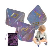 Ensemble de dés runiques, dés polyédriques | Dés en résine à 8 Faces pour Jeu de Divination - Dés Portables avec Sac à Cordon, Jeu de dés polyédriques en résine, de Jeu de Divination
