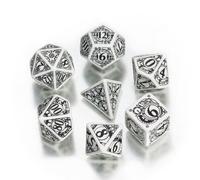 Ensemble De Dés Steampunk - 7 Pièces - Blanc Et Noir