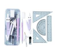 Ensemble de dessin professionnel pour étudiant avec bords - 9 pièces - Outils de mathématiques portables pour salle de classe et design de travail - Boussole scolaire