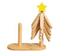 Ensemble de dessous de plat en bois arbre - dessous de plat en bois, design étoile avec trépied, avec base de support et dessous avec motif étoile en tissu, pour bols, tasses à théières sur table à