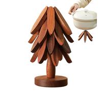 Ensemble De Dessous De Plat En Bois De Noyer, Ensemble De Trépieds En Forme D'arbre, En Forme D'arbre Naturel, 4 Trépieds Et 1 Support, Set De Table De Cuisine Pliable Pour Plats Chauds, Casseroles, P