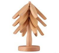 Ensemble de dessous de plat en bois pliable résistant à la chaleur pour casseroles et poêles chaudes, repose-plat en bois naturel avec design en forme d'arbre, dessous de verre décoratif pour table de