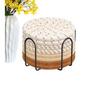 Ensemble de dessous de verre - Sous-tasse absorbant avec support | 10,9 cm en corde de coton résistant à la chaleur | pour table, café, cuisine, salle à manger, boissons