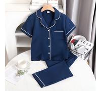 Ensemble de détente 2 pièces pour garçons avec Top à manches courtes à col revers ouvert et pantalon long décontracté en tissu tissé 8Y,9Y,10Y,11Y,12YRayéTissu tissé
