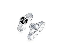 Ensemble De Deux Bagues D'Orteil Midi Pour Meilleures Amies Spirituelles Irlandaises Amoureux Traditionnels Celtiques Cœur Claddagh Et Cercle De Nœud Trinité Triquetra Pour Adolescentes Femmes En