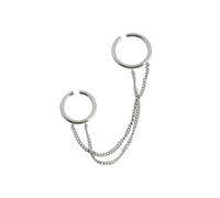 Ensemble de deux bagues tendance punk pour femme - Style hip-hop - En métal argenté - Style vintage - Avec pompons - Géométriques - Cadeaux de fête, Métal, Zircone cubique