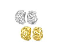 Ensemble de deux boucles d'oreilles à clip demi-créoles ouvertes avec tissage en nœud d'amour celtique pour femmes, oreilles non percées, plaqué argent or.